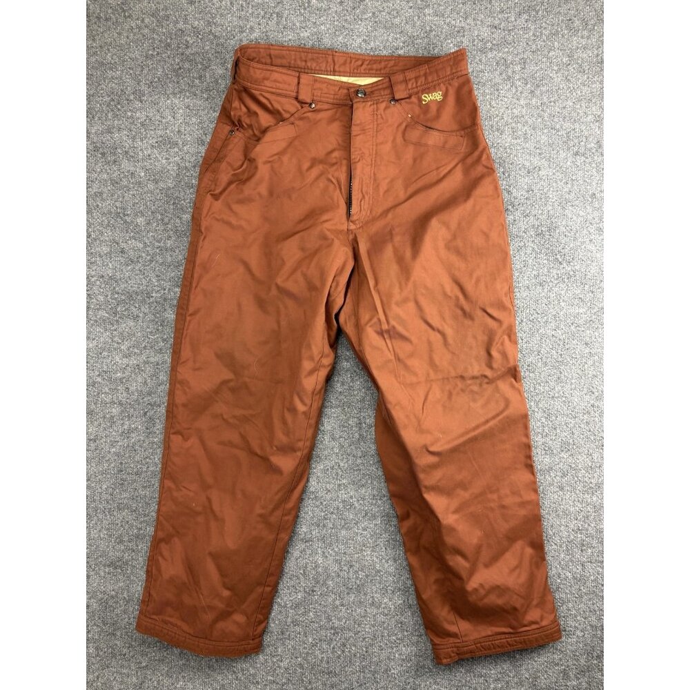 Swag Pants Mens Medium Rust Brown Insulated Nylon Lined‎ Zip Fly Workwear Winter